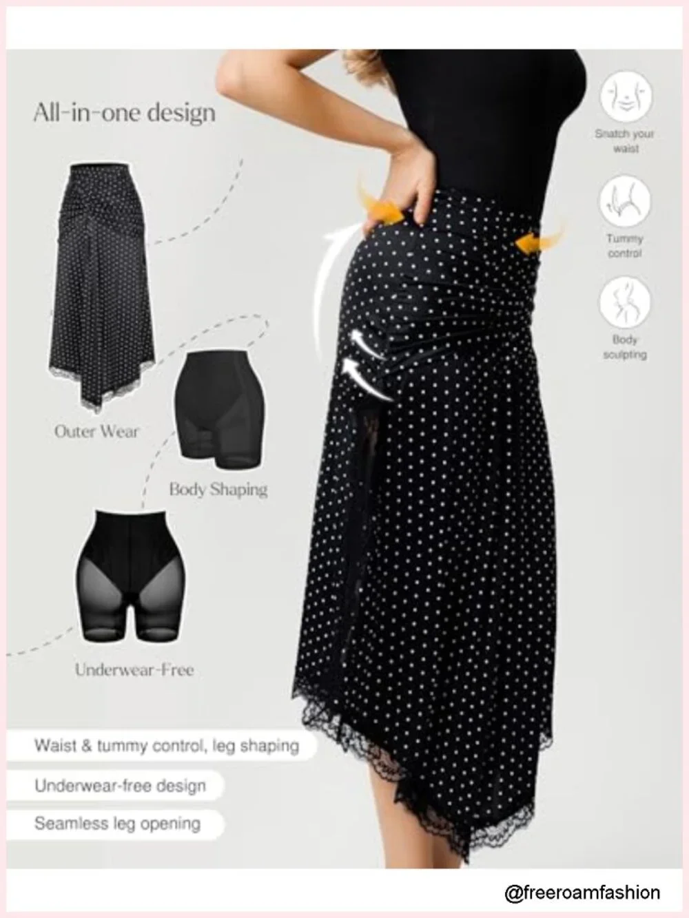 Satin Midi Skirt with Built-in Shapewear Tummy Control Side Slit Lace Mermaid